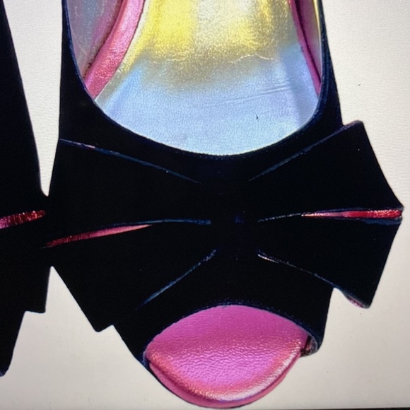 Ron White Gorgeous Black Suede Shimmering Pink Bow Shoes Made in Italy 🇮🇹 - Picture 5 of 15